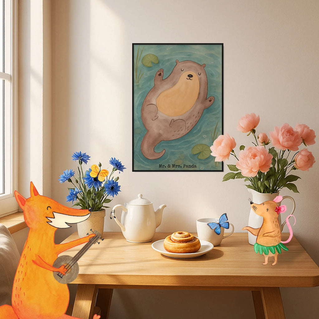 Poster Otter Umarmen Design Wandposter, Kunstdruck, Wanddekoration, Poster, Posterdruck, Küchenposter, Wanddeko, Mr. & Mrs. Panda Poster, Wanddeko Bild, Bild, Designposter, Kinderposter, Handgemaltes Poster, Raumdekoration, Otter, Fischotter, Seeotter, Otter Seeotter See Otter