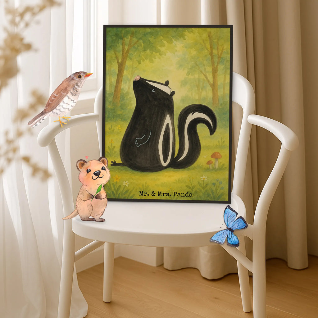 Poster Stinktier Sitzen Design Wanddekoration, Posterdruck, Handgemaltes Poster, Küchenposter, Wanddeko, Kunstdruck, Wanddeko Bild, Raumdekoration, Poster, Mr. & Mrs. Panda Poster, Kinderposter, Designposter, Bild, Wandposter, Stinktier, Skunk, Stinki, Besserwisser, Spruch, Büro, Raubtier, Stinker, Recht, Wildtier