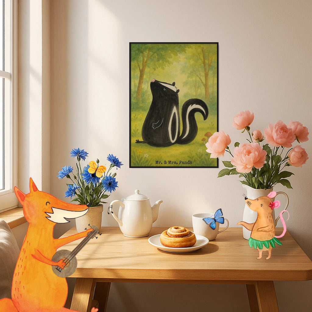 Poster Stinktier Sitzen Design Wanddekoration, Posterdruck, Handgemaltes Poster, Küchenposter, Wanddeko, Kunstdruck, Wanddeko Bild, Raumdekoration, Poster, Mr. & Mrs. Panda Poster, Kinderposter, Designposter, Bild, Wandposter, Stinktier, Skunk, Stinki, Besserwisser, Spruch, Büro, Raubtier, Stinker, Recht, Wildtier
