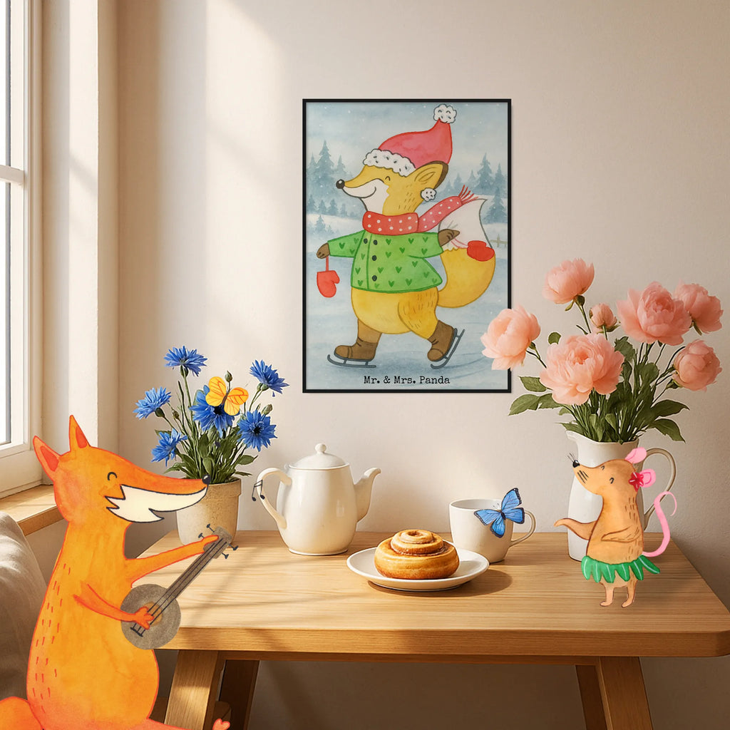 Poster Fox skates Design Winter, Christmas, Christmas time, snow, winter, christmas time, christmas days, christmas eve, christmas present, christmas tree, santa claus, fir tree, christmas