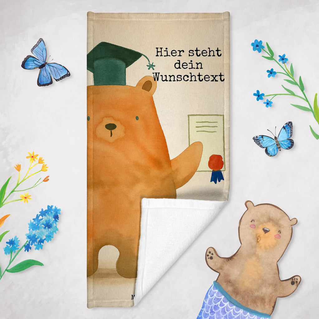 Personalized Bath Towel bear Test Design bear, teddy, teddy bear, cuddly toy, examination passed, examinations, degree, diploma, Abitur, certificate