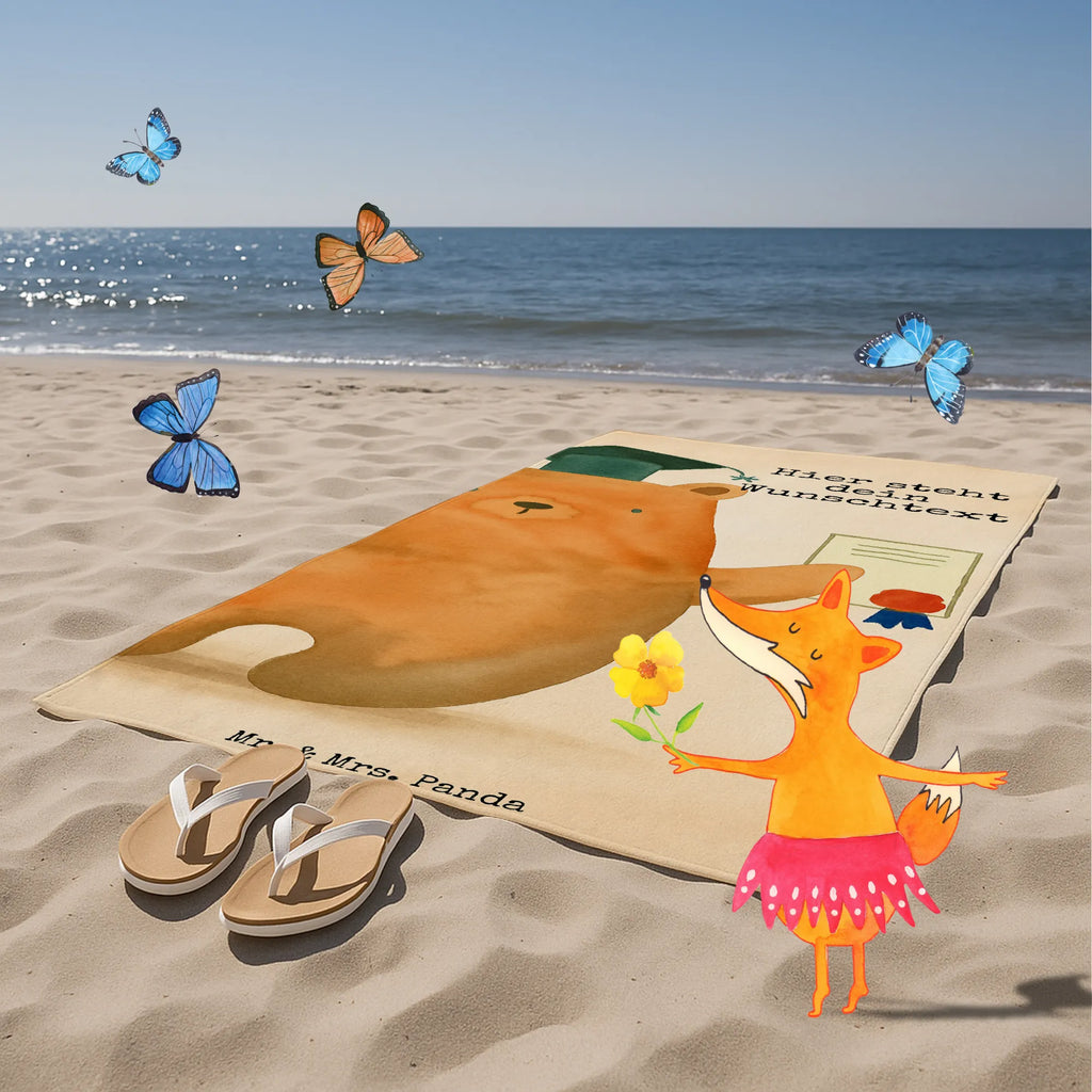 Personalized Bath Towel bear Test Design bear, teddy, teddy bear, cuddly toy, examination passed, examinations, degree, diploma, Abitur, certificate