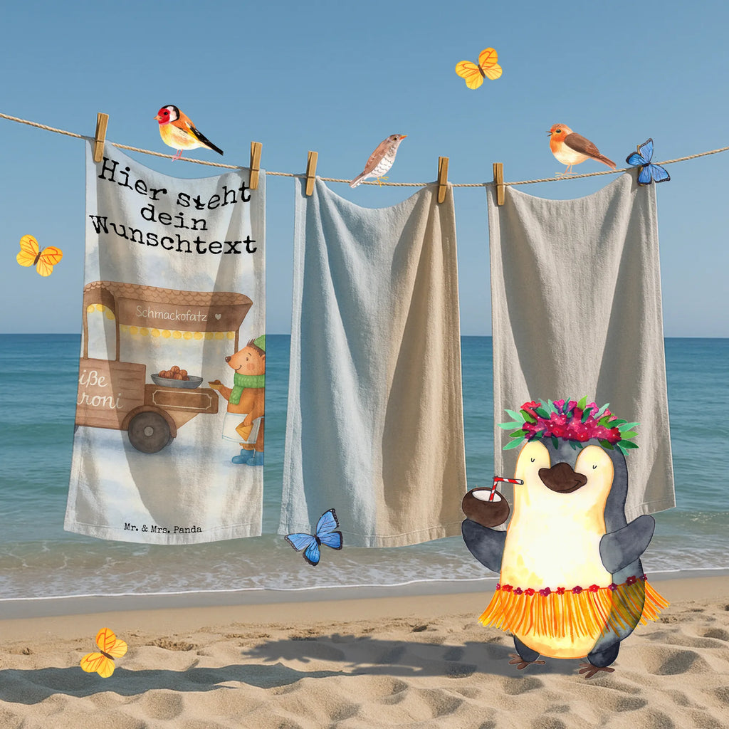 Personalized Bath Towel hedgehog Chestnuts Design Winter, Christmas, Christmas time, snow