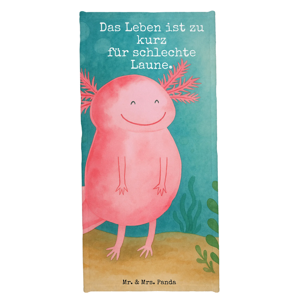 Badehandtuch Axolotl Glücklich Design Duschtuch, Badetuch, Strandtuch, Saunatuch, Kinder Handtuch, Axolotl, Molch, Axolot, Schwanzlurch, Lurch, Lurche, Motivation, gute Laune