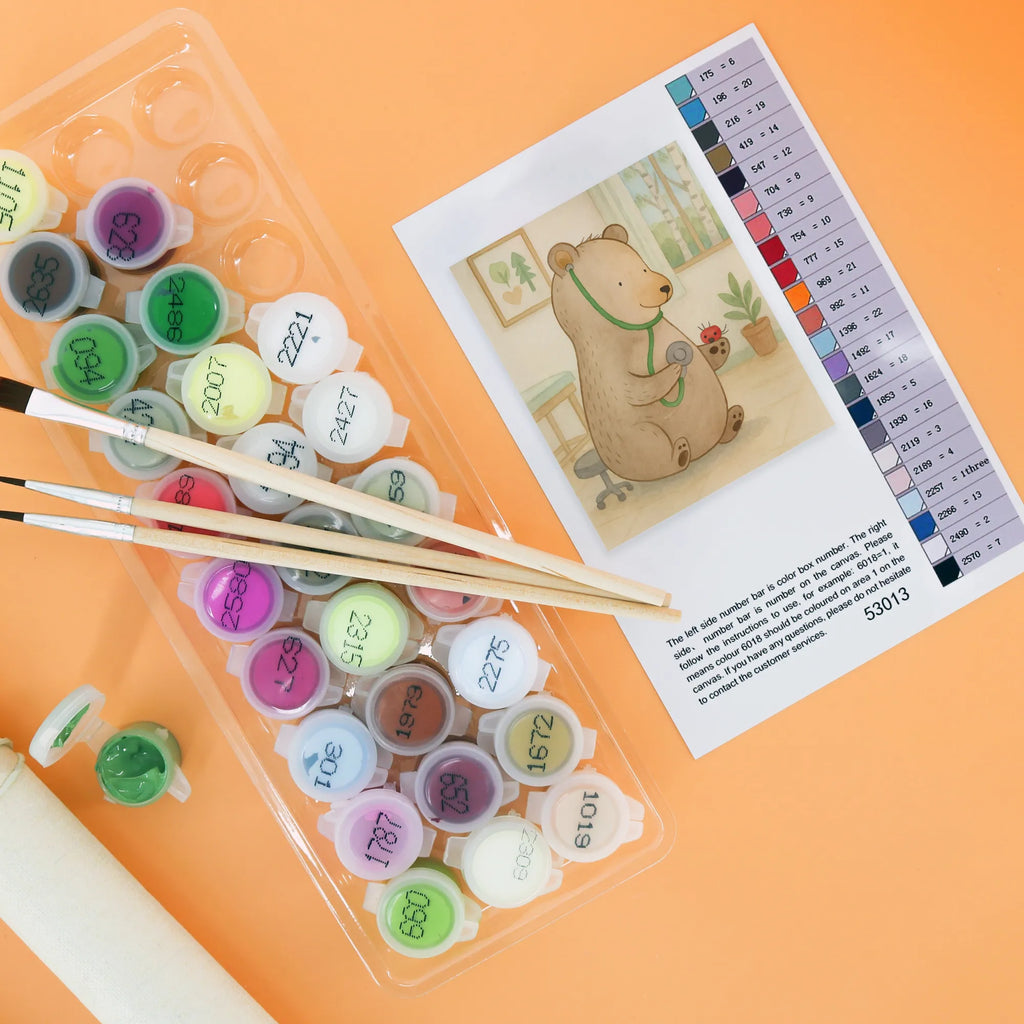 Malen nach Zahlen Bär Arzt Design Künstler, Kreativität, Malen, Baseln, Kunstwerk, Malen nach Zahlen, Bastelidee, Ausmalbild, DIY, Bär, Teddy, Teddybär, Arzt, Ärztin, Professorin, Doktor, Doktorin, Professor