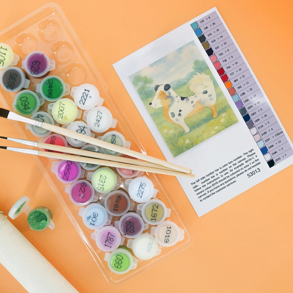 Paint by Numbers Dog Australia Shepherd Design Bastelidee, DIY, Ausmalbild, Baseln, Kreativität, Malen nach Zahlen, Malen, Künstler, Kunstwerk, Hund, Hundemotiv, Haustier, Hunderasse, Tierliebhaber, Hundebesitzer, Sprüche, Familienhund, Spruch, Australien Shepherd, Hundeliebe, Shepherd