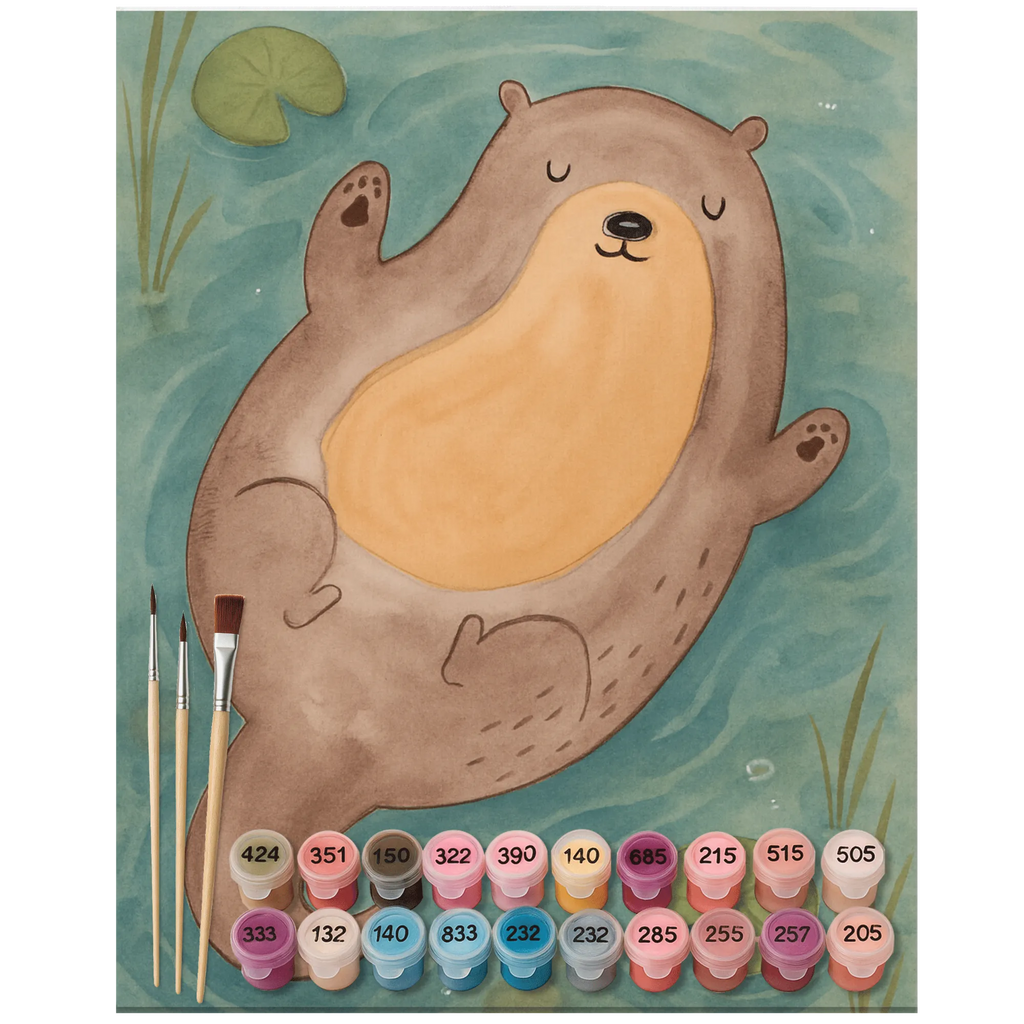 Paint by Numbers otter Embrace Design otter, marten, sea otter, European otter, water mammal, aquatic animal, baby otter, predator, water, otter gifts, animal lover, gift ideas for animal lovers, animal, mammal, water animal, gifts for people in love, Otter Sea Otter Lake Otter