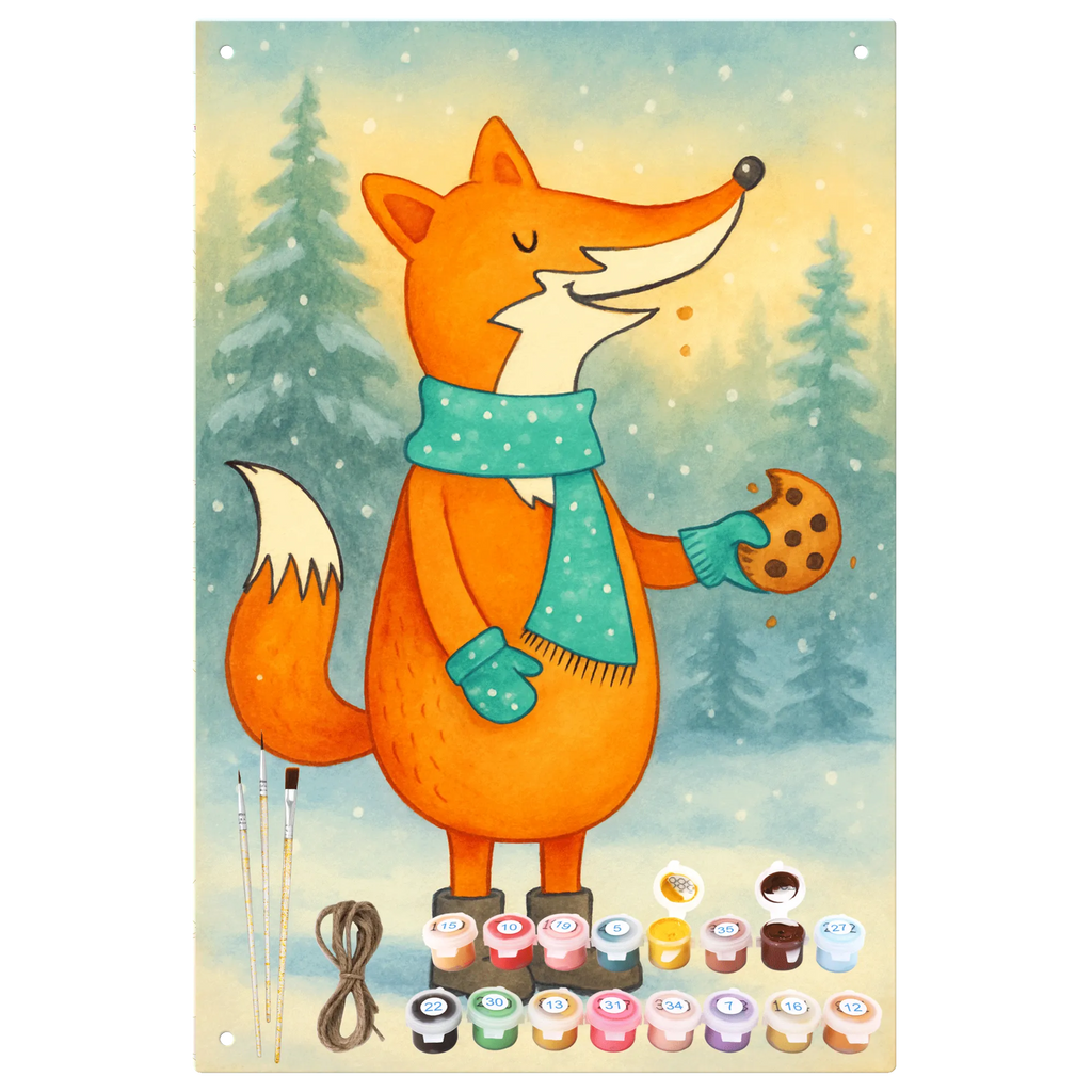 Paint by Numbers Metal Sign Fox biscuit Design fox, foxes, forest wildlife, clever as a fox, animal lover, cookies, baking saying, christmas time, kitchen decoration, winter, love, christmas present