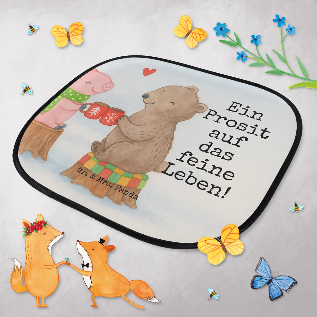 Car sun shade Glowing Pig Bash Design windows, car, children, back seat, sun protection, gift, family, sun visor, Winter, Christmas, Christmas time, snow