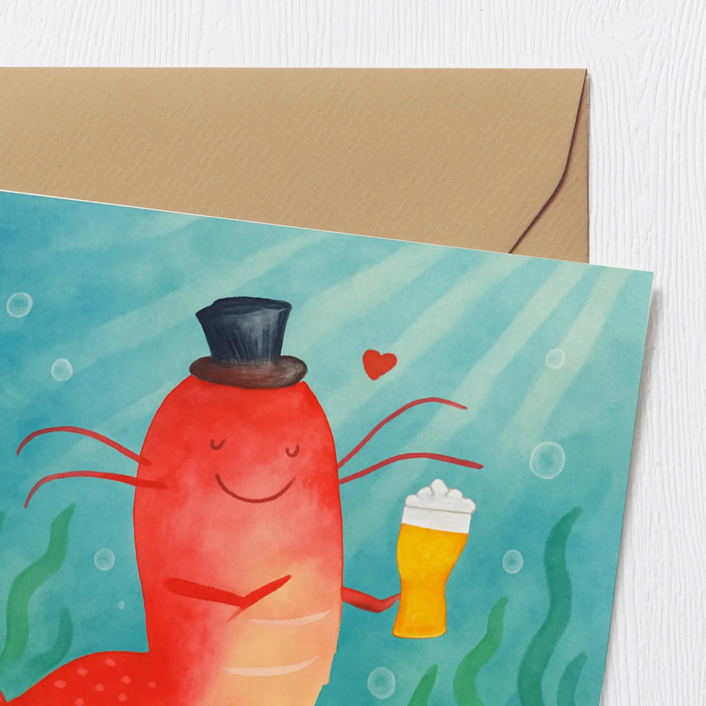 Deluxe Karte Hummer Weizen Design Hochzeitskarte, Grußkarte, Karte, Hochwertige Grußkarte, Klappkarte, Hochwertige Klappkarte, Geburtstagskarte, Glückwunschkarte, Einladungskarte, Meerestiere, Meer, Urlaub, Kneipe, Garnelen, Gasthaus, Garnele, Wirtschaft, Bier, Männerhaushalt, Junggesellin, Bierliebhaber, Junggeselle, Kochen