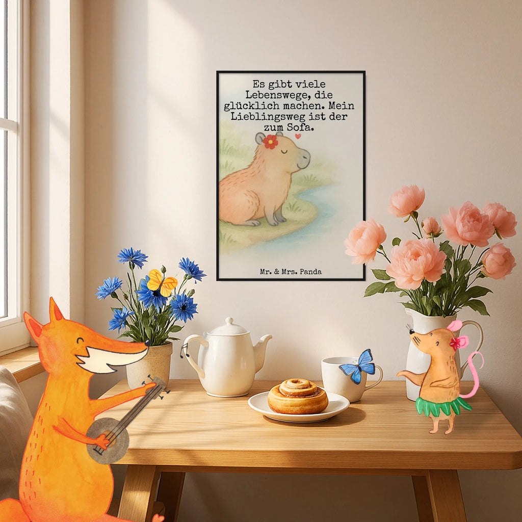 Poster Capybara flower Design small animals, cute, funny, cute animal motives, hand drawn, small world, funny sayings, good mood, happy, gifts, gift ideas, special gifts, animal lover, card