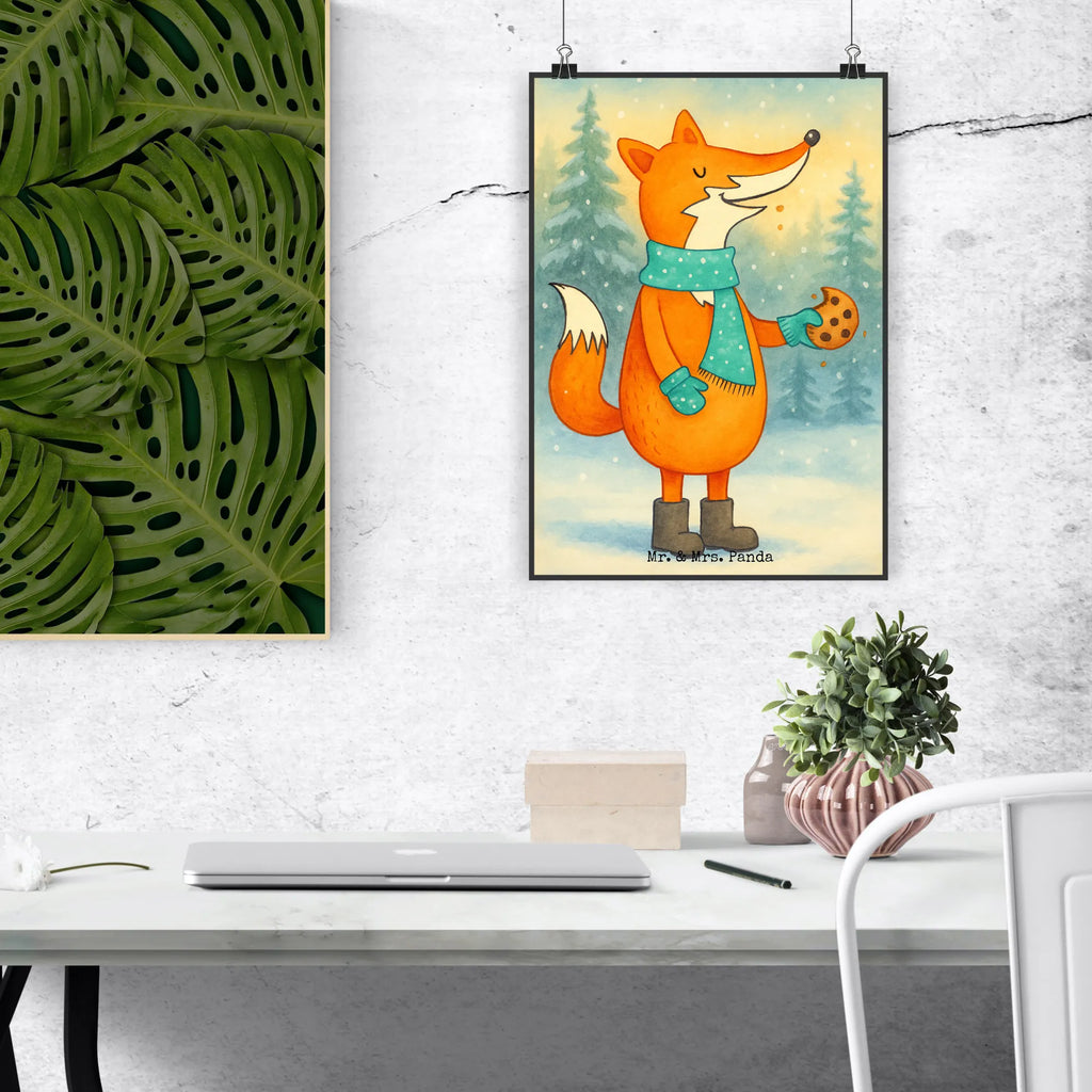 Poster Fox biscuit Design Mr. & Mrs. Panda Poster, Bild, Wanddekoration, Wanddeko, Handgemaltes Poster, Designposter, Küchenposter, Kinderposter, Wanddeko Bild, Posterdruck, Kunstdruck, Wandposter, Poster, Raumdekoration, Fuchs, Weihnachtszeit, Plätzchen, Backen Spruch, Küche Deko, Kekse, Liebe, Füchse, Winter