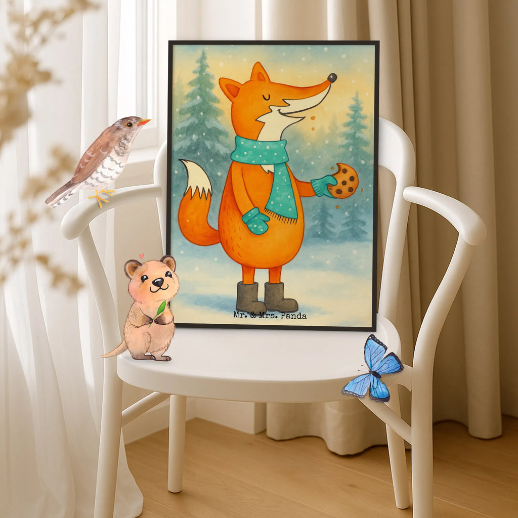 Poster Fox biscuit Design Mr. & Mrs. Panda Poster, Bild, Wanddekoration, Wanddeko, Handgemaltes Poster, Designposter, Küchenposter, Kinderposter, Wanddeko Bild, Posterdruck, Kunstdruck, Wandposter, Poster, Raumdekoration, Fuchs, Weihnachtszeit, Plätzchen, Backen Spruch, Küche Deko, Kekse, Liebe, Füchse, Winter