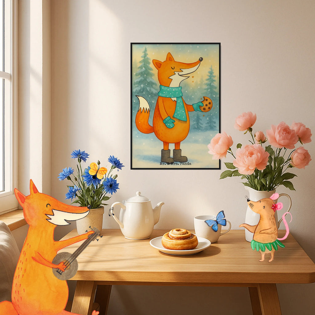 Poster Fox biscuit Design Mr. & Mrs. Panda Poster, Bild, Wanddekoration, Wanddeko, Handgemaltes Poster, Designposter, Küchenposter, Kinderposter, Wanddeko Bild, Posterdruck, Kunstdruck, Wandposter, Poster, Raumdekoration, Fuchs, Weihnachtszeit, Plätzchen, Backen Spruch, Küche Deko, Kekse, Liebe, Füchse, Winter