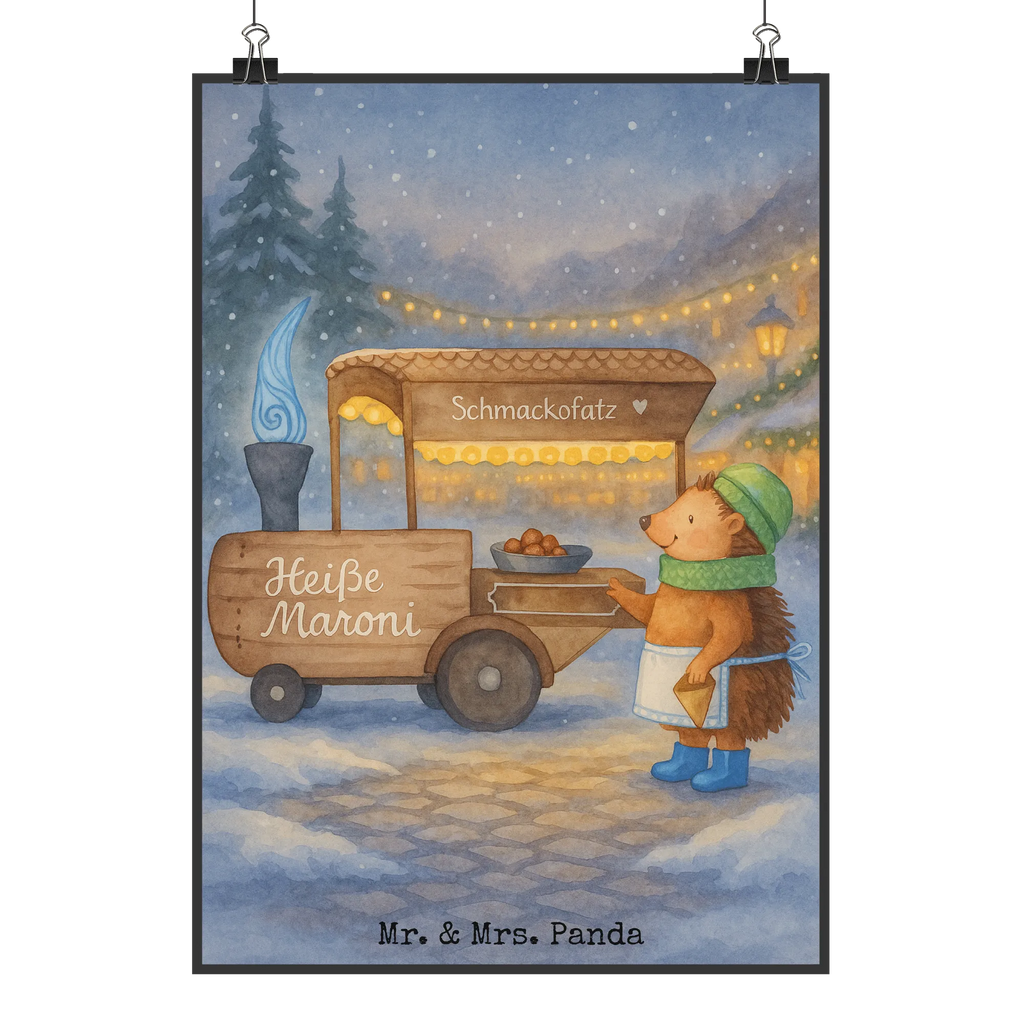 Poster hedgehog Chestnuts Design Winter, Christmas, Christmas time, snow