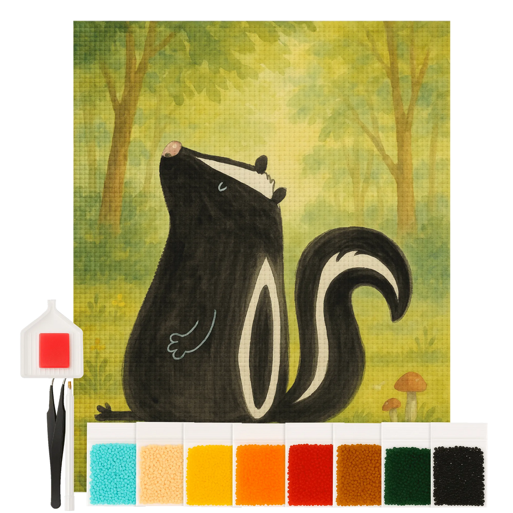 Obraz diamentowy skunks siedzenie Design Stinktier, Skunk