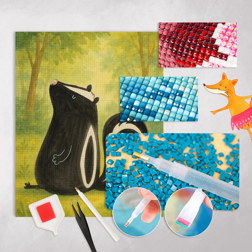 Obraz diamentowy skunks siedzenie Design Stinktier, Skunk