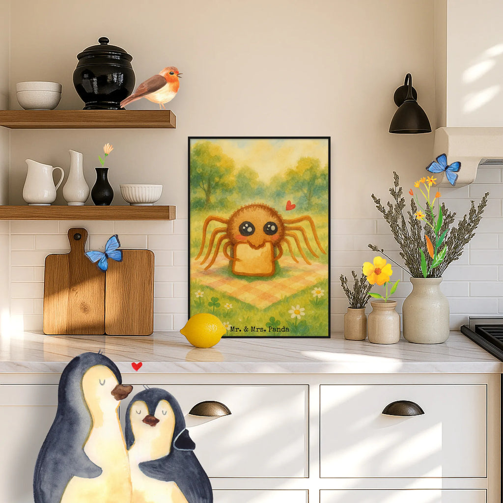 Poster Spinne Agathe Sandwich Design Kinderposter, Wanddeko Bild, Wanddekoration, Bild, Wanddeko, Poster, Kunstdruck, Küchenposter, Designposter, Mr. & Mrs. Panda Poster, Raumdekoration, Posterdruck, Wandposter, Handgemaltes Poster, Spinne Agathe, Spinne, Agathe, Videos, Merchandise, Alles wird gut, Mut, Verfressen, Hungrig, Hunger, Glück, Lebensfreude