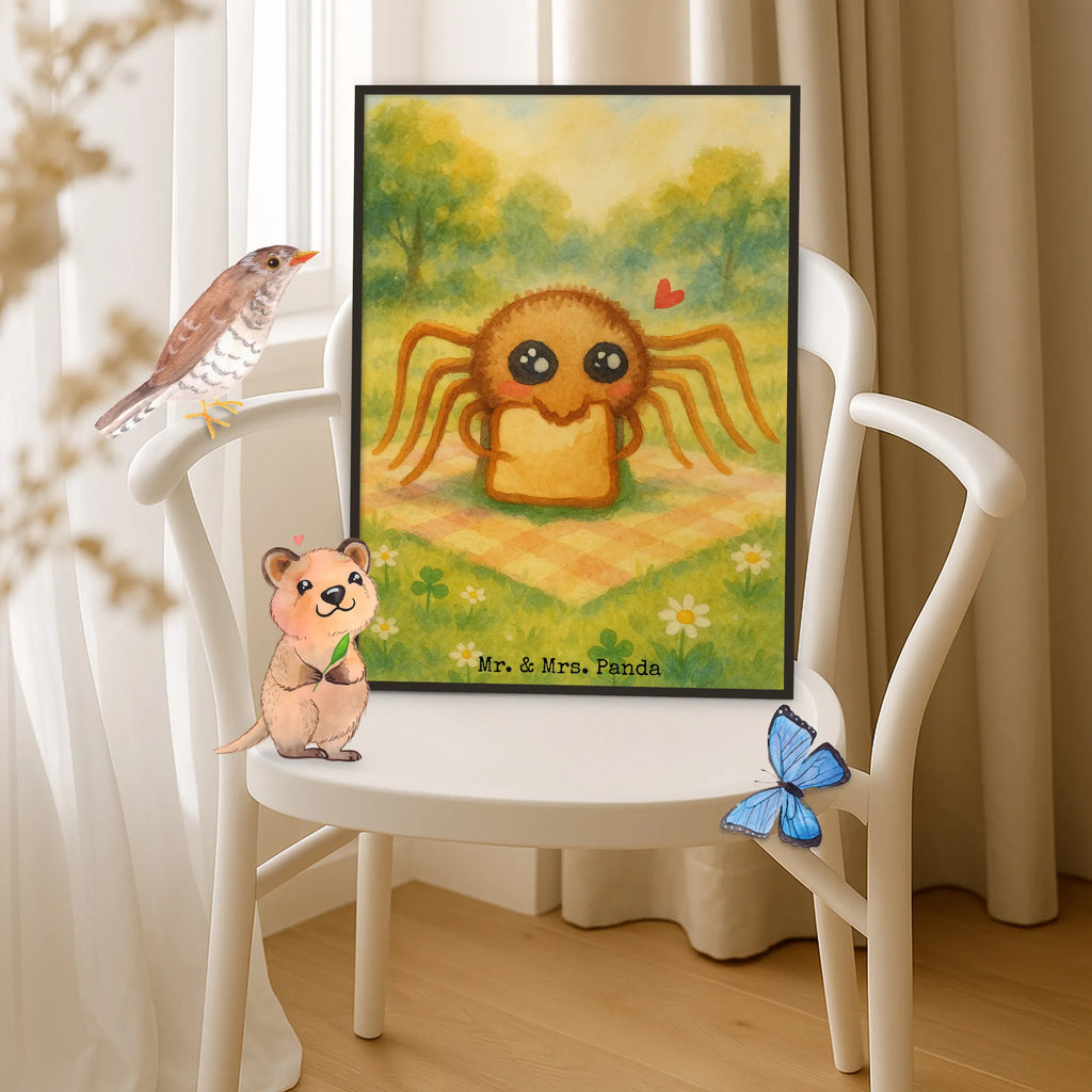 Poster Spinne Agathe Sandwich Design Kinderposter, Wanddeko Bild, Wanddekoration, Bild, Wanddeko, Poster, Kunstdruck, Küchenposter, Designposter, Mr. & Mrs. Panda Poster, Raumdekoration, Posterdruck, Wandposter, Handgemaltes Poster, Spinne Agathe, Spinne, Agathe, Videos, Merchandise, Alles wird gut, Mut, Verfressen, Hungrig, Hunger, Glück, Lebensfreude
