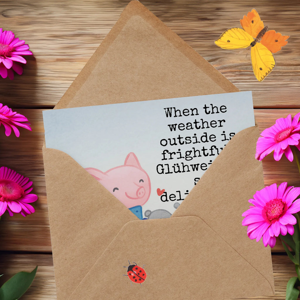 Deluxe Card Glow Pig Snuggle Design Winter, Christmas, Christmas time, snow