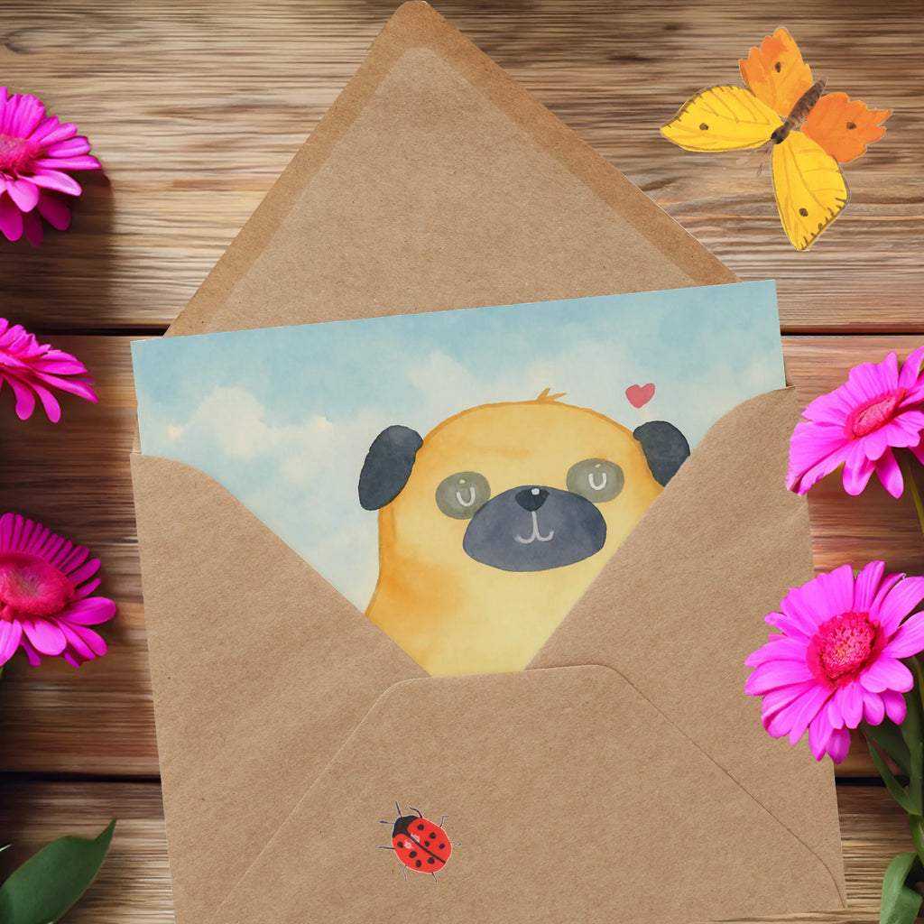 Karta Deluxe Mops Design Pies, motyw psa, zwierzę domowe, rasa psa, miłośnik zwierząt, właściciel psa, powiedzenia