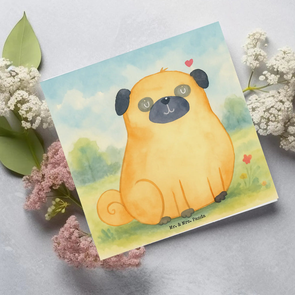 Karta Deluxe Mops Design Pies, motyw psa, zwierzę domowe, rasa psa, miłośnik zwierząt, właściciel psa, powiedzenia