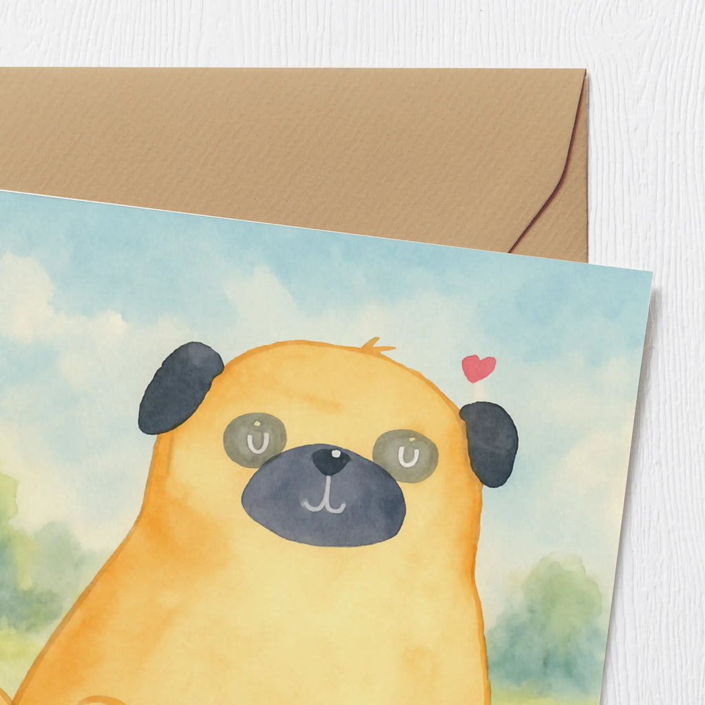 Karta Deluxe Mops Design Pies, motyw psa, zwierzę domowe, rasa psa, miłośnik zwierząt, właściciel psa, powiedzenia