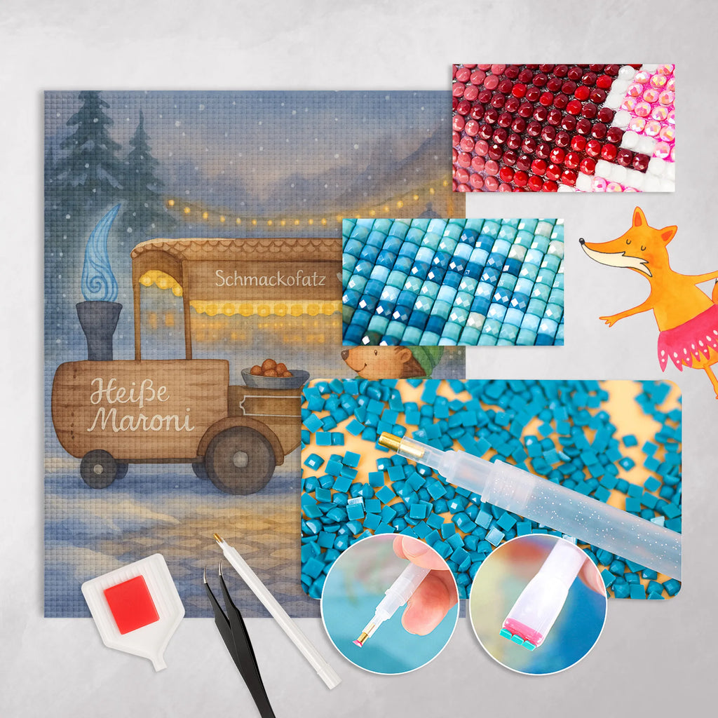 Diamond Painting hedgehog Chestnuts Design Winter, Christmas, Christmas time, snow