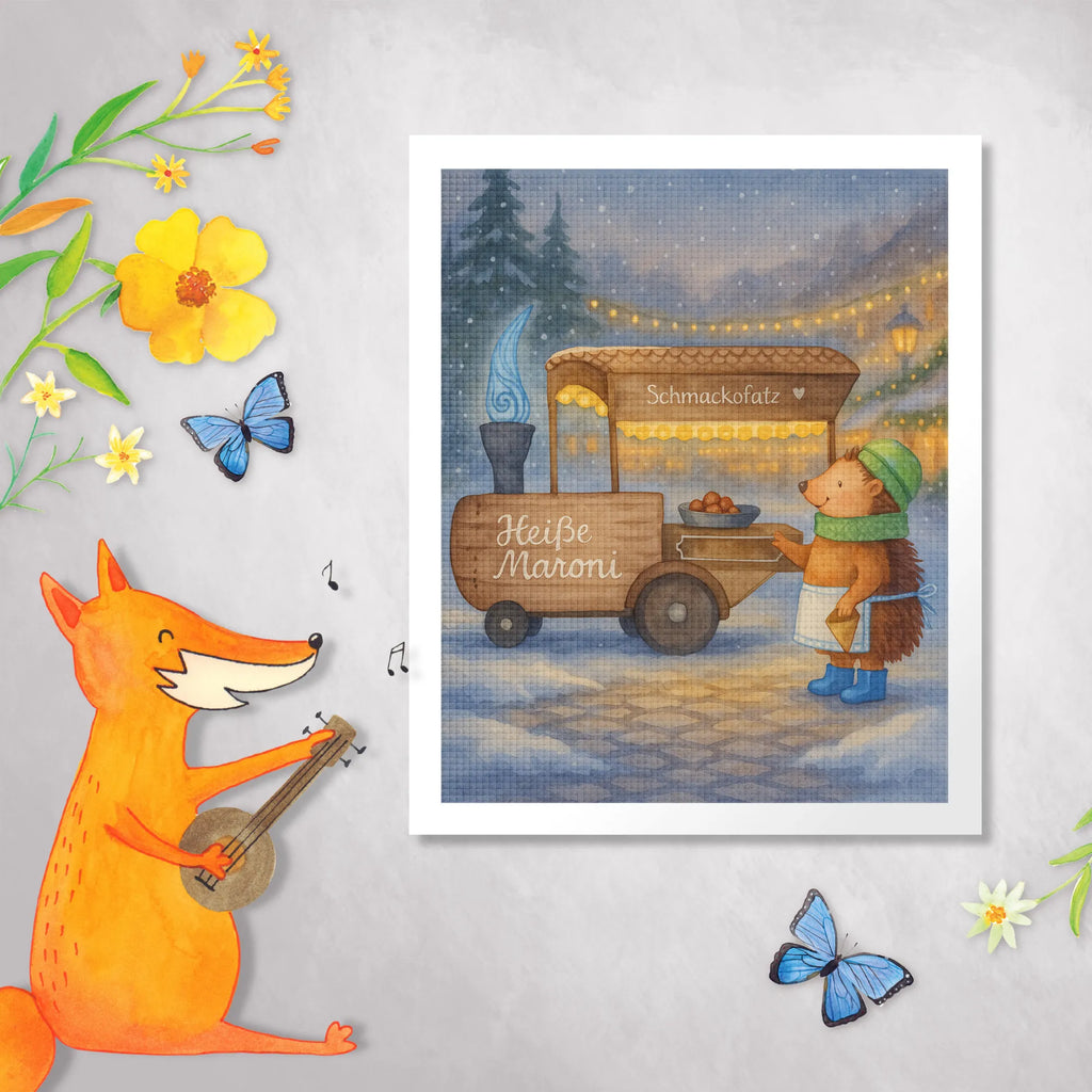 Diamond Painting hedgehog Chestnuts Design Winter, Christmas, Christmas time, snow