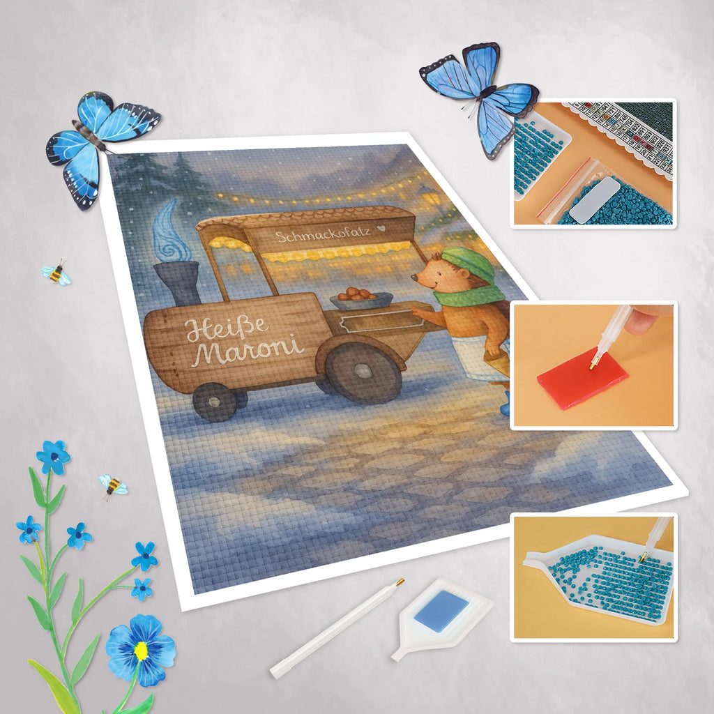 Diamond Painting hedgehog Chestnuts Design Winter, Christmas, Christmas time, snow