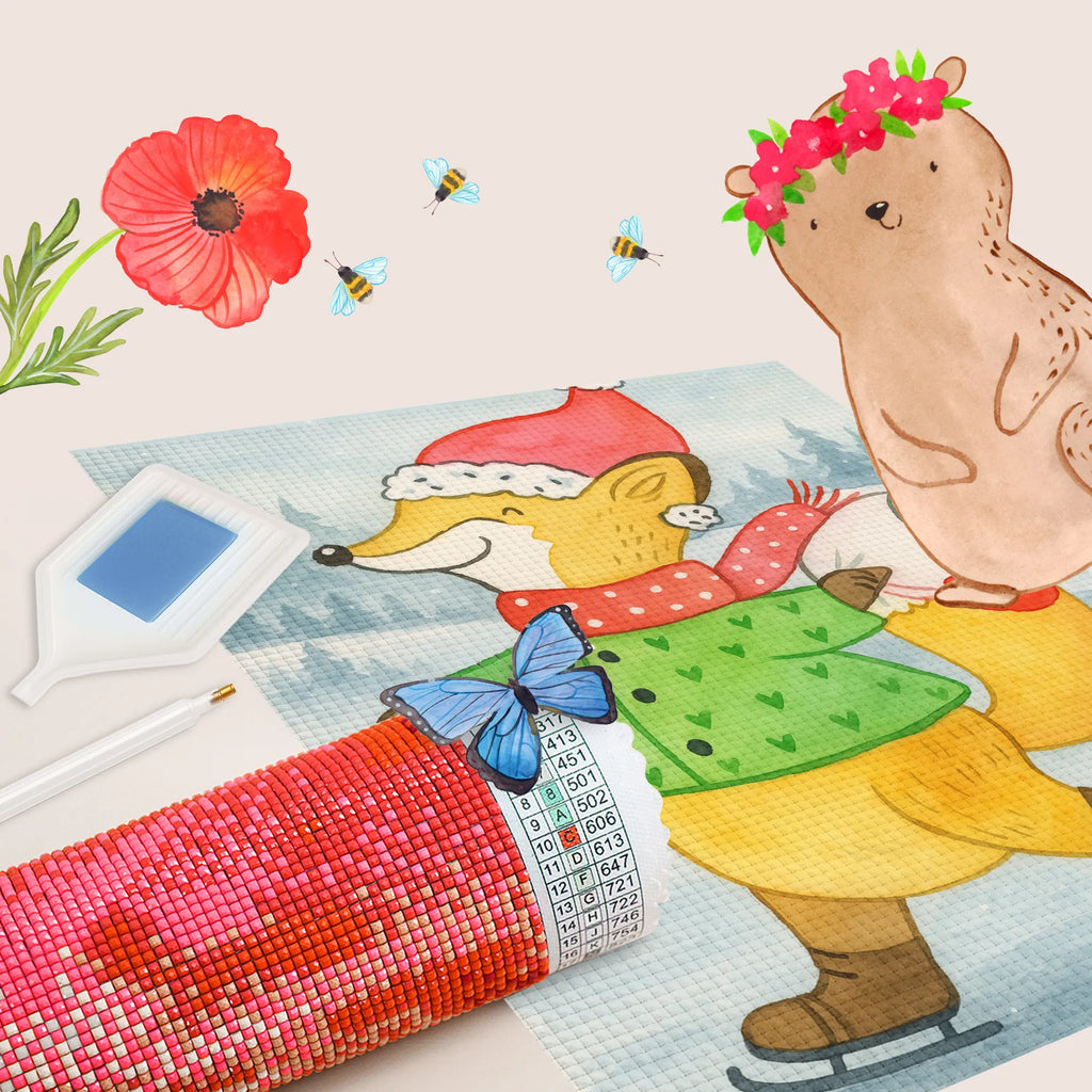 Diamond Painting Fox skates Design Winter, Christmas, Christmas time, snow, christmas present, christmas time, christmas tree, christmas eve, santa claus, fir tree, christmas days, christmas, winter