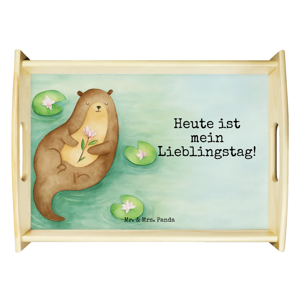 Serviertablett Otter Seerose Design Serviertablett, Tablett, Holztablett, Küchentablett, Dekotablett, Frühstückstablett, Otter, Fischotter, Seeotter, Otter Seeotter See Otter