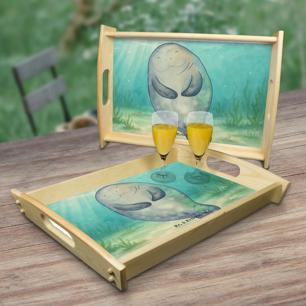 Holztablett Seekuh Happy Design Frühstückstablett, Tablett, Serviertablett, Küchentablett, Holztablett, Dekotablett, Meerestiere, Meer, Urlaub, Seekühe, Freundin, Zufrieden, Selbstliebe, Neustart, Neuanfang, Seekuh, Achtsamkeit, Respekt, Liebeskummer