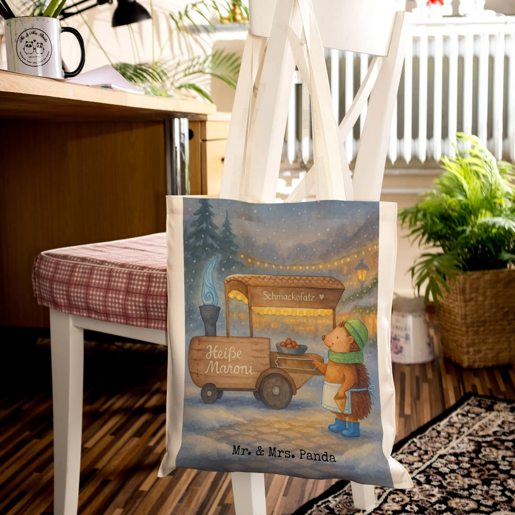 Tote bag hedgehog Chestnuts Design Tasche, Schultertasche, Shopper, Umhängetasche, Laptoptasche, Jutetasche, Einkaufstasche, Stofftasche, Beuteltasche, Tragetasche, Jutebeutel, Einkaufstüte, Stoffbeutel, Badetasche, Beutel, Strandtasche, Winter, Weihnachten, Weihnachtsdeko, Nikolaus, Advent, Heiligabend, Wintermotiv, Duft, Weihnachtsmarkt, Maronen, Kastanien