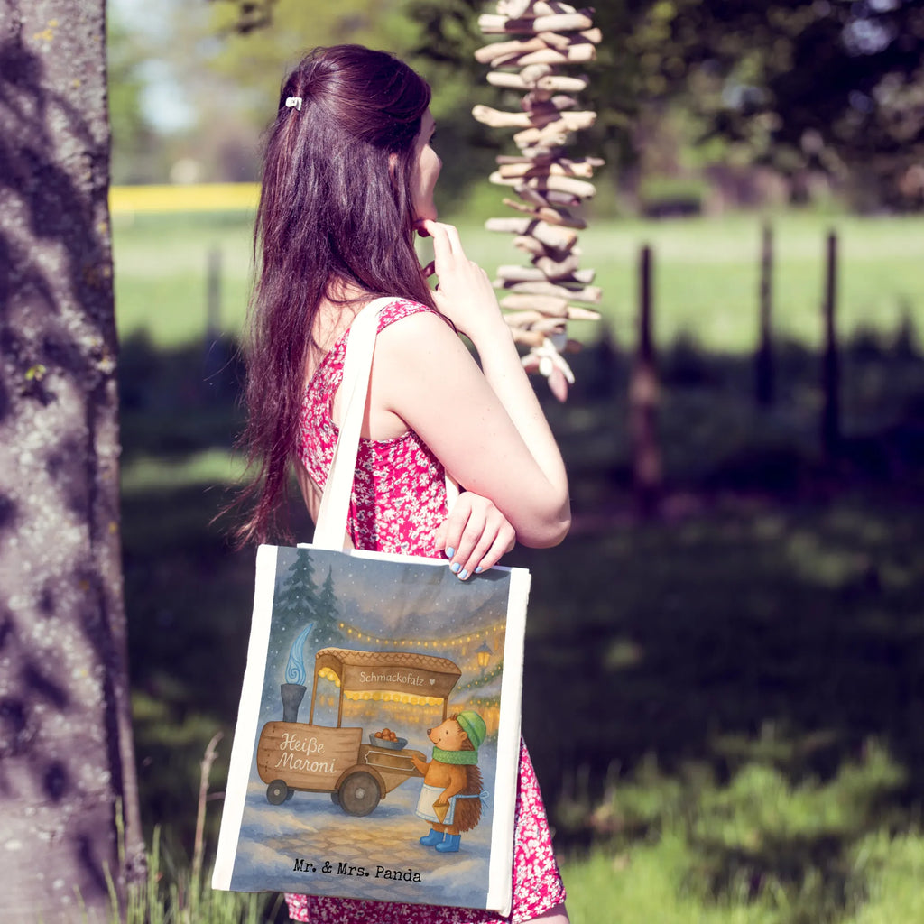 Tote bag hedgehog Chestnuts Design Tasche, Schultertasche, Shopper, Umhängetasche, Laptoptasche, Jutetasche, Einkaufstasche, Stofftasche, Beuteltasche, Tragetasche, Jutebeutel, Einkaufstüte, Stoffbeutel, Badetasche, Beutel, Strandtasche, Winter, Weihnachten, Weihnachtsdeko, Nikolaus, Advent, Heiligabend, Wintermotiv, Duft, Weihnachtsmarkt, Maronen, Kastanien