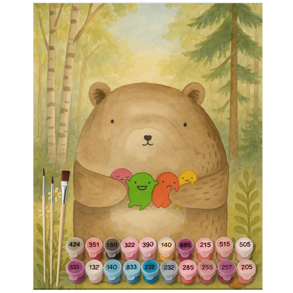 Paint by Numbers bear Feeling Design bear, teddy, teddy bear, cuddly toy, Madness, Bear