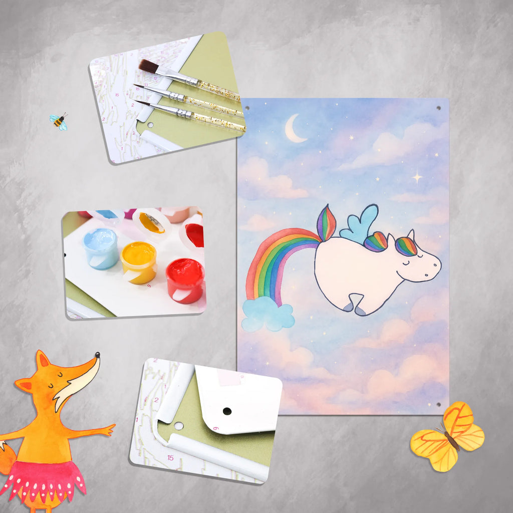 Metalowy szyld do malowania po numerach jednorożec Latający koń Design Jednorożec, jednorożce, dekoracje jednorożca, jednorożec