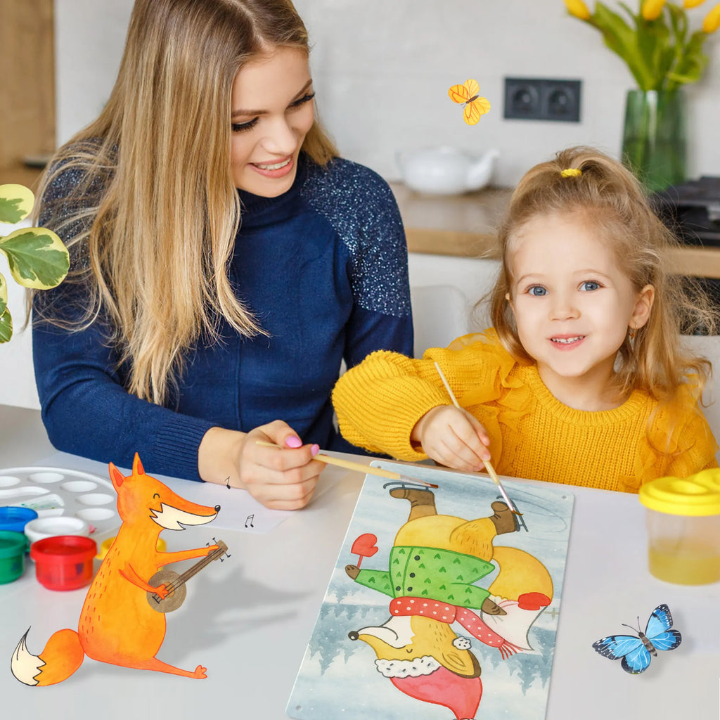 Paint by Numbers Metal Sign Fox skates Design Winter, Christmas, Christmas time, snow, christmas tree, fir tree, christmas eve, christmas days, christmas, christmas present, santa claus, christmas time, winter