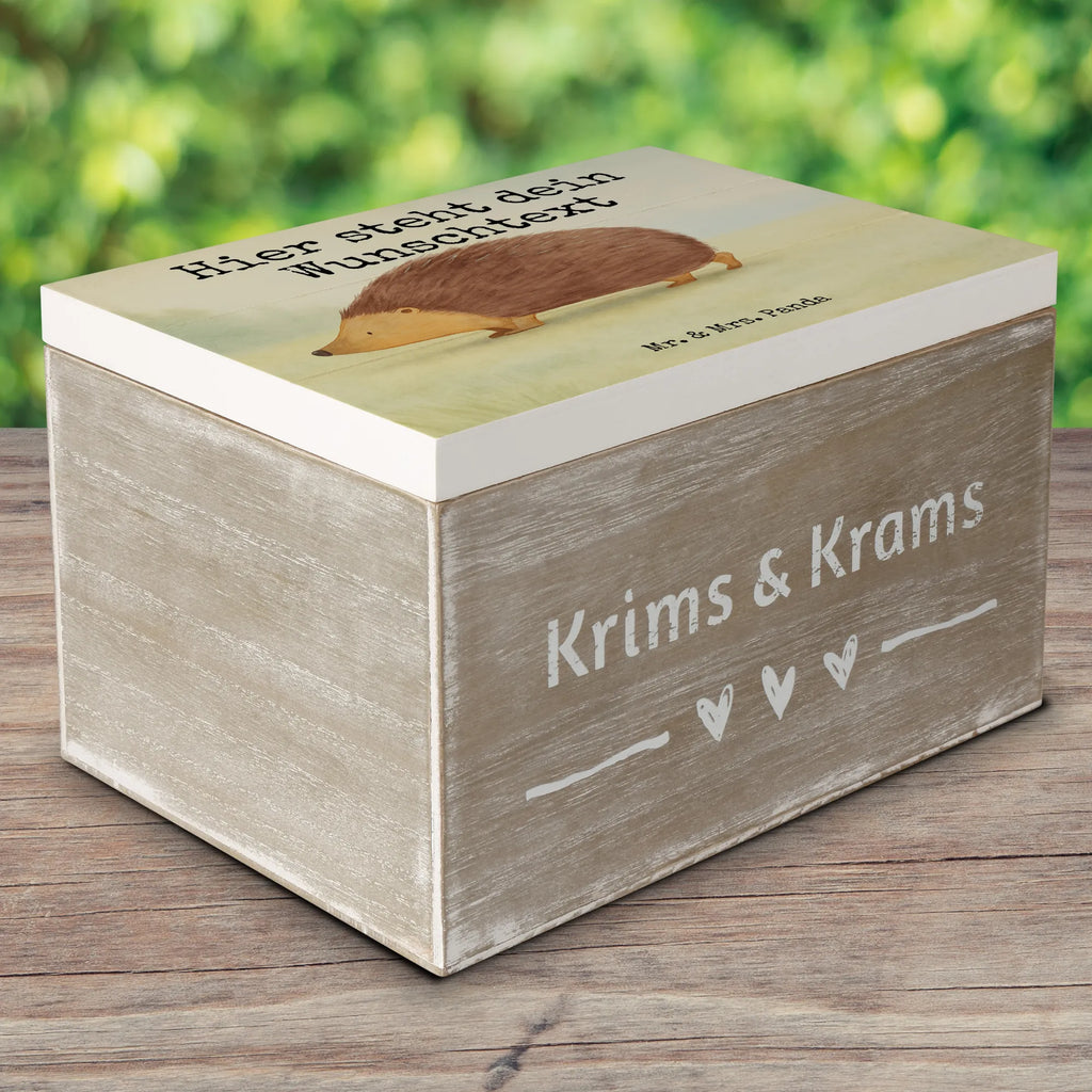 Personalised wooden chest Hedgehog hearts Design small animals, cute, funny, cute animal motives, hand drawn, small world, funny sayings, good mood, happy, gifts, gift ideas, special gifts, animal lover, card, life, heart, Love, hedgehog, hearts, kiss, trust