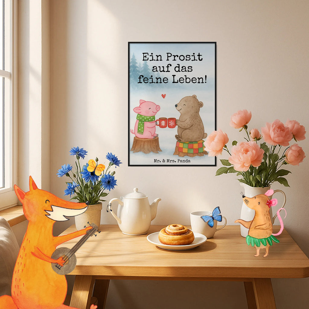 Poster Glowing Pig Bash Design Winter, Christmas, Christmas time, snow