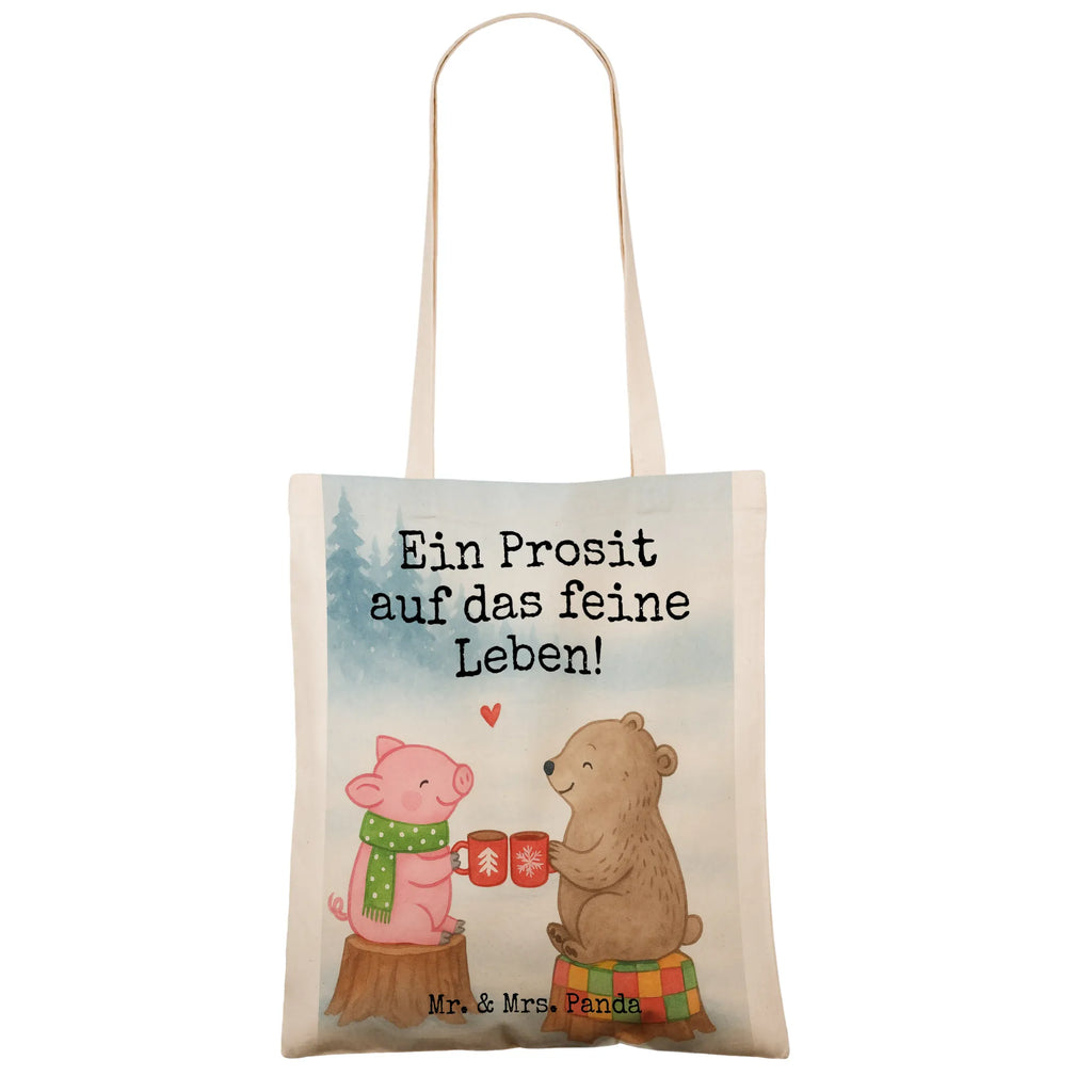 Tote bag Glowing Pig Bash Design Carrier bag, shoulder bag, jute bag, cloth bag, cotton bag, bag, shopping bag, shopper, pouch, Winter, Christmas, Christmas time, snow
