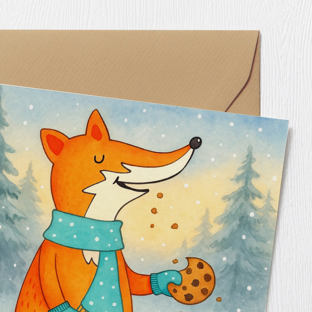 Deluxe Card Fox biscuit Design Klappkarte, Hochzeitskarte, Hochwertige Klappkarte, Geburtstagskarte, Einladungskarte, Karte, Glückwunschkarte, Hochwertige Grußkarte, Grußkarte, Fuchs, Winter, Küche Deko, Weihnachtszeit, Backen Spruch, Plätzchen, Kekse, Liebe, Füchse