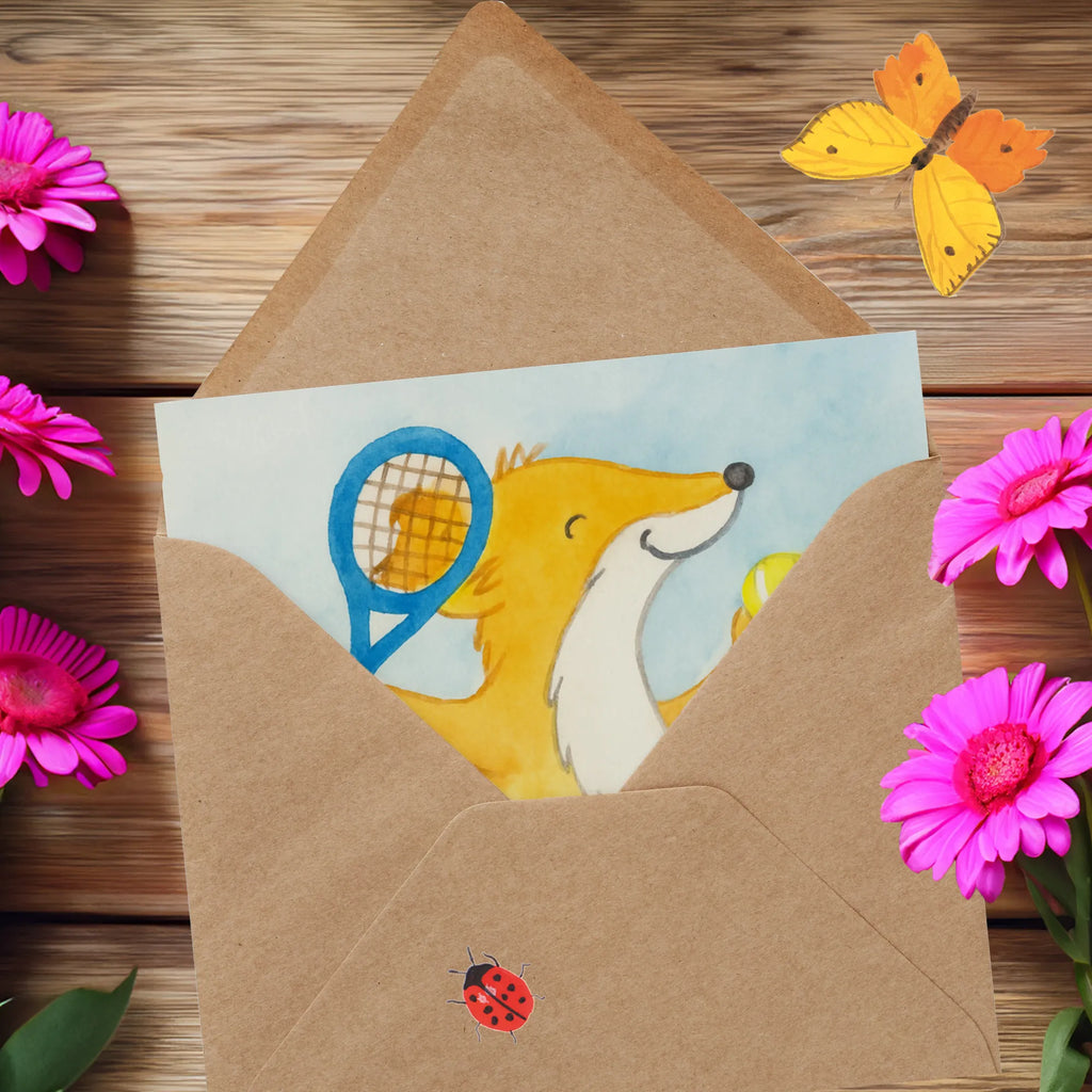 Deluxe Karte Fuchs Tennis spielen Design Grußkarte, Karte, Einladungskarte, Hochzeitskarte, Hochwertige Grußkarte, Klappkarte, Geburtstagskarte, Hochwertige Klappkarte, Glückwunschkarte, Geschenk, Sport, Sportart, Hobby, Schenken, Danke, Dankeschön, Auszeichnung, Gewinn, Sportler, Tennisclub, Tennis spielen, Tennis Turnier, Ballsportart, Tennisverein