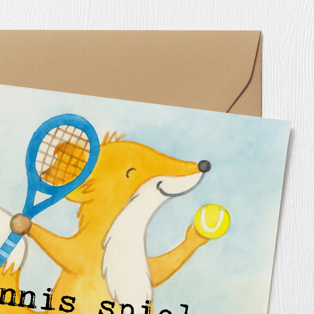 Deluxe Karte Fuchs Tennis spielen Design Grußkarte, Karte, Einladungskarte, Hochzeitskarte, Hochwertige Grußkarte, Klappkarte, Geburtstagskarte, Hochwertige Klappkarte, Glückwunschkarte, Geschenk, Sport, Sportart, Hobby, Schenken, Danke, Dankeschön, Auszeichnung, Gewinn, Sportler, Tennisclub, Tennis spielen, Tennis Turnier, Ballsportart, Tennisverein