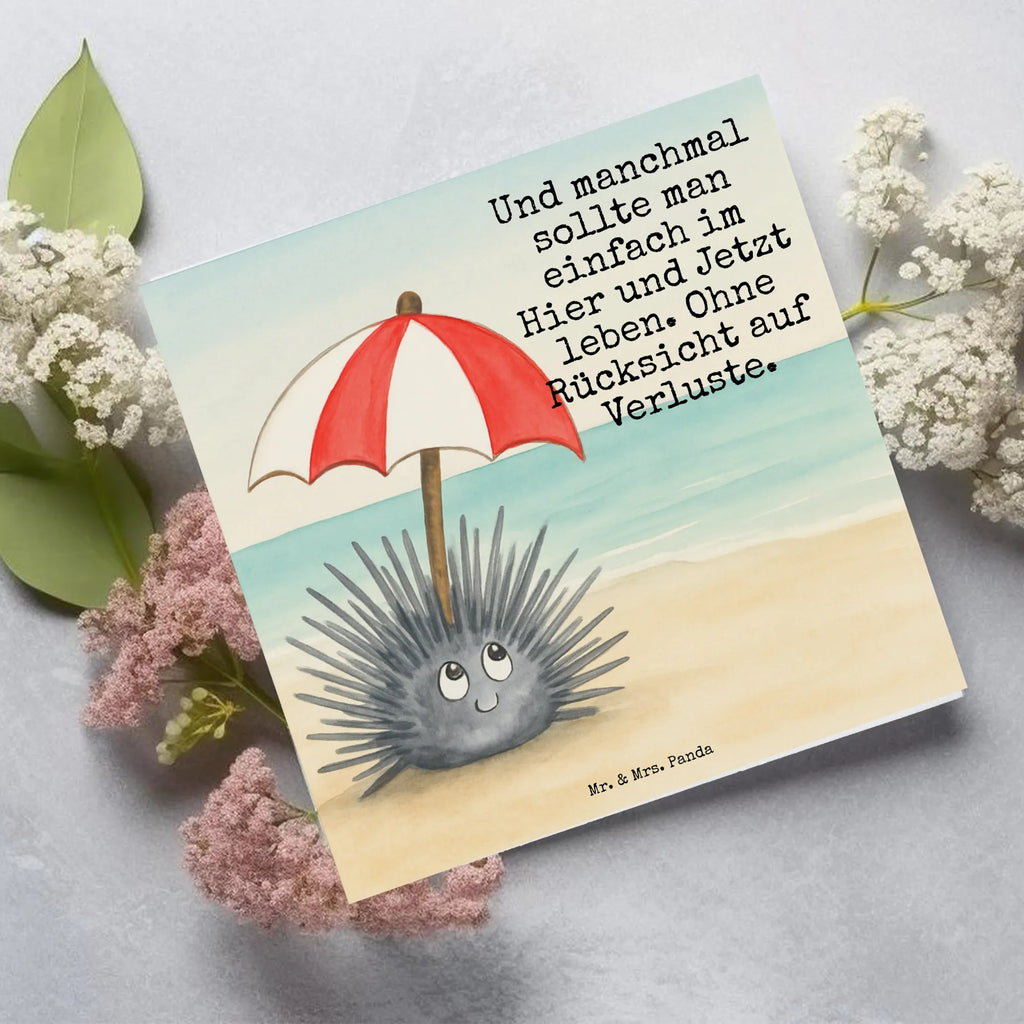 Deluxe Karte Seeigel Design Karte, Grußkarte, Klappkarte, Einladungskarte, Glückwunschkarte, Hochzeitskarte, Geburtstagskarte, Hochwertige Grußkarte, Hochwertige Klappkarte, Meerestiere, Meer, Urlaub, Seeigel, Achtsamkeit, Selbstakzeptanz, Selbstliebe, Hier und Jetzt, Leben, Lebe
