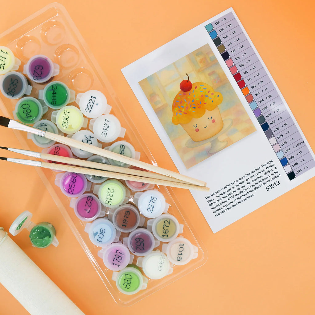 Malowanie według numerów Babeczka Design DIY, Kreativität, Malen, Malen nach Zahlen, Ausmalbild, Baseln, Künstler, Bastelidee, Kunstwerk, Tiermotive, Gute Laune, lustige Sprüche, Tiere, Küche Spruch, Backen Geschenk, Geschenk Koch, Küche Deko, Motivation Sprüche, Wunder, Cupcakes, Muffin