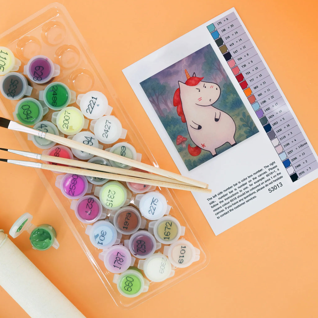 Malowanie według numerów Jednorożec gniew Design Jednorożec, jednorożce, dekoracje jednorożca, jednorożec