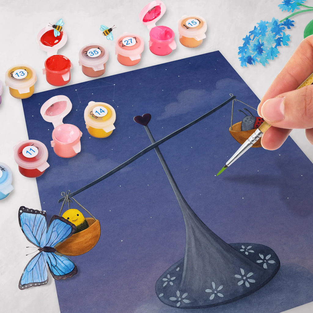 Paint by Numbers Star sign Scale Design constellations, birthdays, astrology, zodiac, date of birth, month of birth, gift September, birthday September, balance, birthday October, Libra zodiac sign, bumble bee, Libra, bee, ladybird, Libra gift, gift October