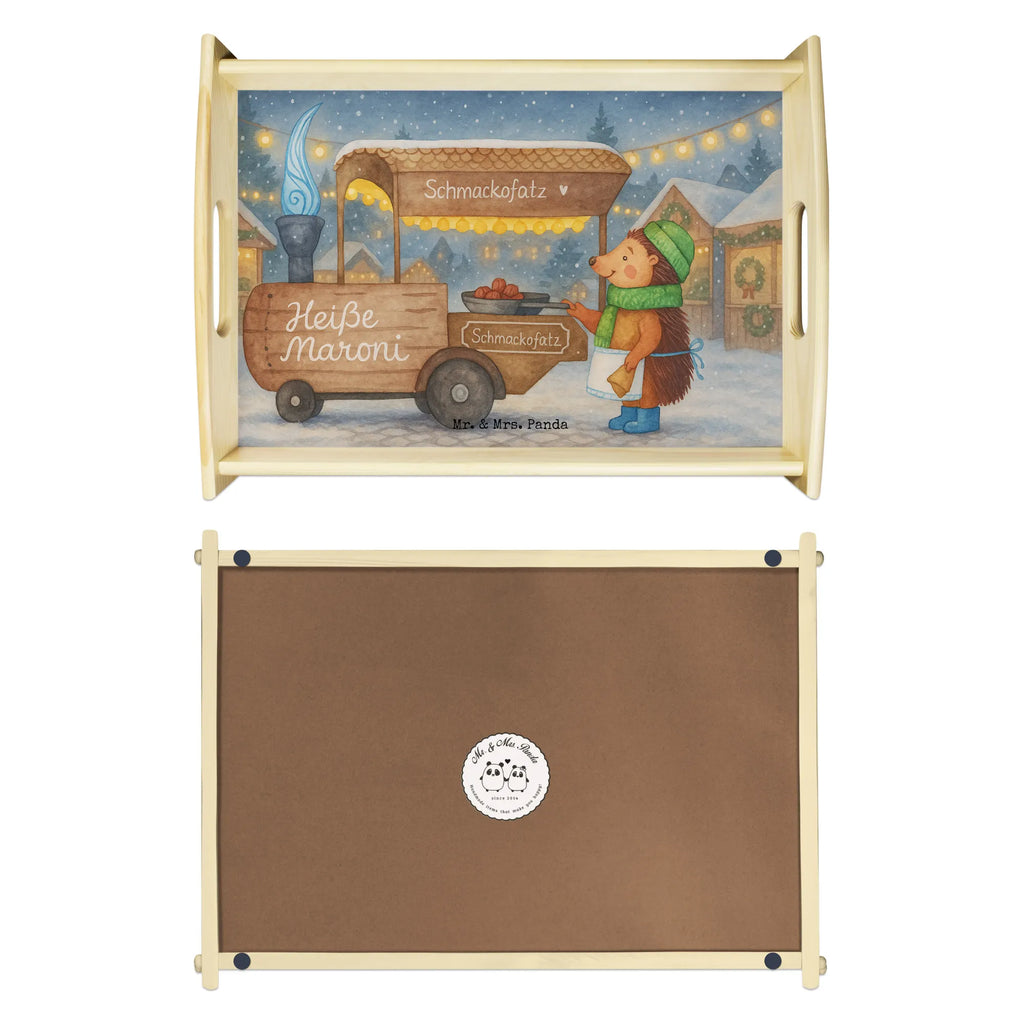 Serving tray hedgehog Chestnuts Design breakfast tray, wooden tray, serving tray, kitchen tray, tray, Winter, Christmas, Christmas time, snow