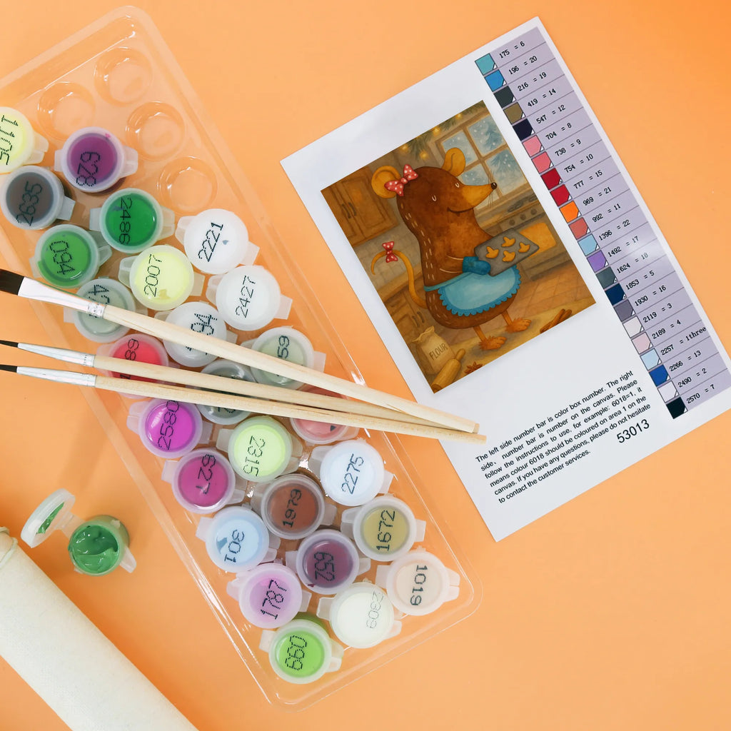 Malowanie według numerów Mysz ciastka Design Zima, Boże Narodzenie, dekoracje świąteczne, Mikołaj, Adwent, Wigilia, zimowy motyw